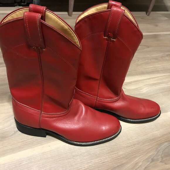 Laredo Ladies Red Leather Western Boots Size 8 - Picture 1 of 6